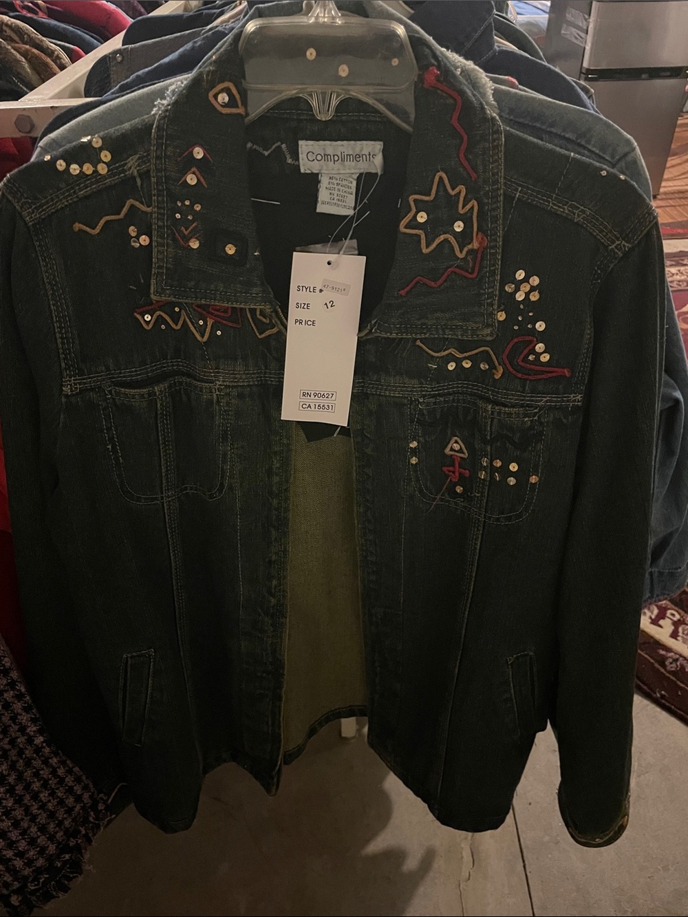 Dark Blue Embroidered Denim Jacket